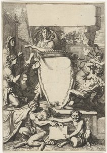 Cartucho rodeado de figuras alegóricas de Gerard de Lairesse