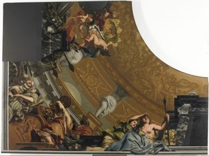 Parte (inferior izquierda) de un cuadro del techo con Diana y sus acompañantes como escena principal de Gerard de Lairesse