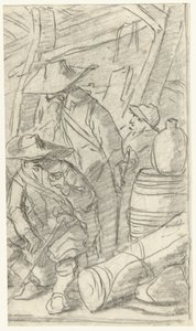 Tres hombres en un campamento del ejército. de Gerard ter Borch (II)