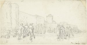 Entretenimiento sobre hielo en Zijlpoort en Haarlem de Gerard ter Borch (II)