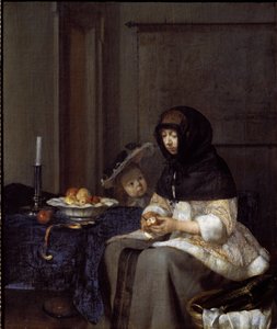 Una madre pelando una manzana de Gerard ter Borch