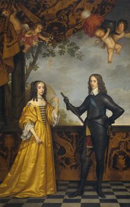 Retrato doble de Guillermo II (1626-1650), Príncipe de Orange, y su esposa María Estuardo (1631-1660). de Gerard van Honthorst