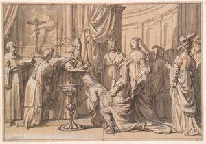 Harold Klak y su familia son bautizados en Maguncia de Gerard van Honthorst