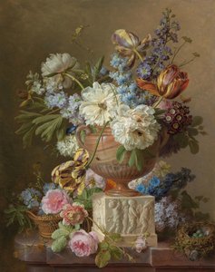 Bodegón de flores con jarrón de alabastro de Gerard van Spaendonck (signed by artist)