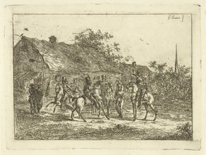 Caballería en un pueblo La bebida de despedida de Gerardus Emaus de Micault