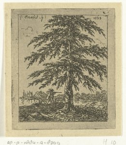 Paisaje con haya y cazador el abedul