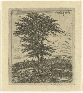 Paisaje con roble y cazador. los robles de Gerardus Emaus de Micault