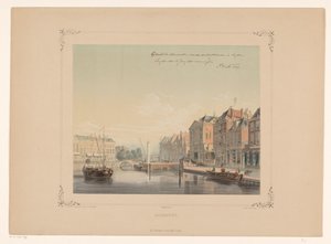 Vista del Aalmarkt en Leiden Aalmarkt (título sobre el objeto)
