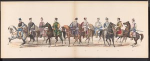 Mascarada de los estudiantes de Leiden, 1870 (lámina 10) Procesión de disfraces realizada por los miembros del cuerpo de estudiantes de Leiden el 7 de junio de 1870, en celebración del 295 aniversario de la Leidsche Hoogeschool, que representa una visita a de Gerardus Johannes Bos