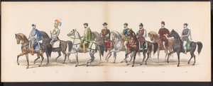 Mascarada de los estudiantes de Leiden, 1870 (lámina 13) Procesión de disfraces realizada por los miembros del cuerpo de estudiantes de Leiden el 7 de junio de 1870, en celebración del 295 aniversario de la Leidsche Hoogeschool, que representa una visita a de Gerardus Johannes Bos
