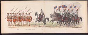 Mascarada de los estudiantes de Leiden, 1870 (lámina 18) Procesión de disfraces realizada por los miembros del cuerpo de estudiantes de Leiden el 7 de junio de 1870, en celebración del 295 aniversario de la Leidsche Hoogeschool, que representa una visita a de Gerardus Johannes Bos