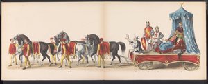 Mascarada de los estudiantes de Leiden, 1870 (lámina 3) Procesión de disfraces realizada por los miembros del cuerpo de estudiantes de Leiden el 7 de junio de 1870, en celebración del 295 aniversario de la Leidsche Hoogeschool, que representa una visita a  de Gerardus Johannes Bos
