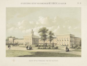hospital psiquiátrico Meerenberg Vista del frente del asilo (título sobre objeto) El asilo médico para los dementes Meerenberg cerca de Haarlem (título de la serie sobre el objeto) de Gerardus Johannes Bos