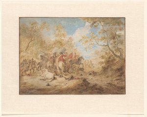 Paisaje con jinetes combatientes de Gerardus Josephus Xavery
