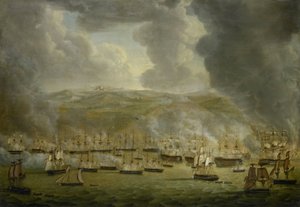 El ataque de la escuadra combinada anglo-holandesa a Argel, 1816 de Gerardus Laurentius Keultjes