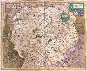 Región de Baviera y el río Danubio, Alemania (grabado) de Gerardus Mercator