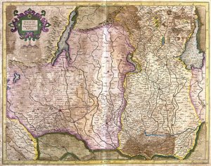 Brescia y Milán, Italia (grabado) de Gerardus Mercator