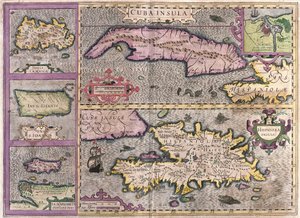 Cuba, Jamaica, Haití, Puerto Rico (Caribe) (grabado) de Gerardus Mercator