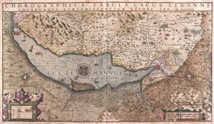 Lago de Ginebra, Suiza (grabado) de Gerardus Mercator