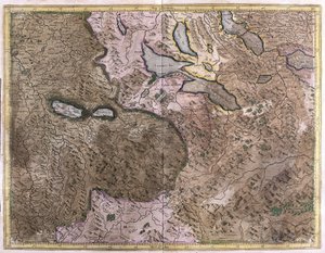 Lagos en Suiza (grabado) de Gerardus Mercator