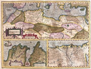 África del Norte con el asedio de Túnez y el delta del Nilo de Gerardus Mercator