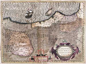 Oviedo, Burgos, Bilbao, Bayona (Asturias), España (grabado) de Gerardus Mercator