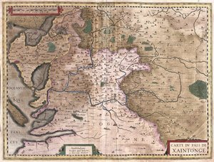 Saintonge con La Rochelle e Ile Oleron, Francia (grabado) de Gerardus Mercator