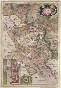 El curso del río Rin en Westfalia, Alemania de Gerardus Mercator
