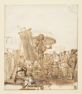Curandero dirigiéndose a una multitud, c. 1637