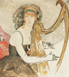 Una Dama Tocando un Arpa de Gerda Marie Frederike Wegener