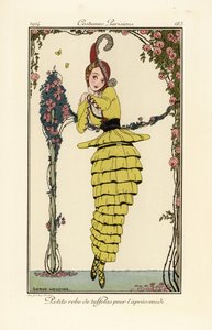 Mujer con vestido de tafetán amarillo para la tarde de Gerda Marie Frederike Wegener