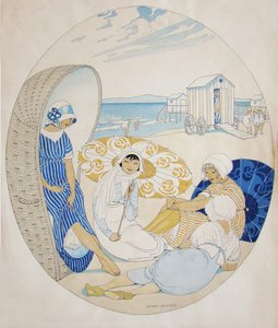 Conversando en la Playa Danesa de Gerda Wegener
