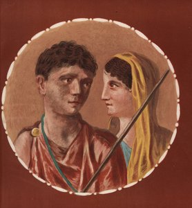 Retrato de un hombre y una mujer de una casa no identificada de Pompeya. Cromolitografía de Victor Steeger a partir de una ilustración de Geremia Discanno de Emile Presuhn (1844-1878) Las más bellas pinturas de Pompeya, Leipzig. de Geremia Discanno