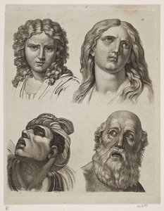Cuatro estudios de cabezas después de imágenes italianas de Gerhard Ludvig Lahde