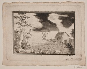 Paisaje con Casa y Molino de Gerhard Ludvig Lahde