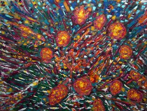 Floral abstracto II, 2023 (óleo sobre lienzo) de Gerhardt Isringhaus
