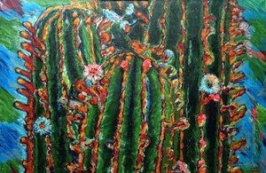 Cactus en flor, 2013 (óleo sobre lienzo) de Gerhardt Isringhaus