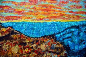 Shiva Sunrise,2022,óleo sobre lienzo de Gerhardt Isringhaus