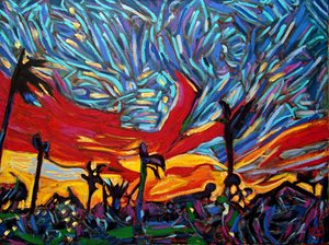 Sidhartha Sunrise,2022, óleo sobre lienzo de Gerhardt Isringhaus