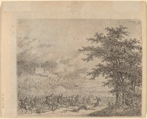 El asunto cerca de Königstein (detalle) de Gerhardus Emaus de Micault