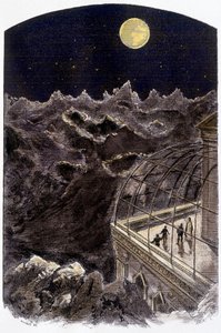 Personas en la Luna observando la Tierra - ilustración de Gerlier, en “Un mundo desconocido: 2 años en la luna” de Pierre de Sélènes, ed. Flammarion de Gerlier Gerlier