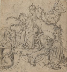 Cristo y María intercediendo con Dios Padre de German 15th Century
