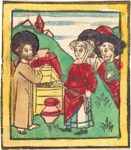 Cristo y la mujer de Samaria de German 15th Century