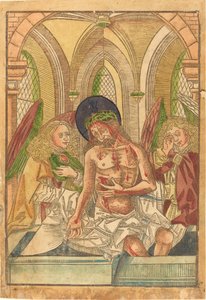 Cristo en la tumba con dos ángeles de German 15th Century