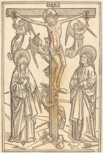 Cristo en la cruz con ángeles de German 15th Century