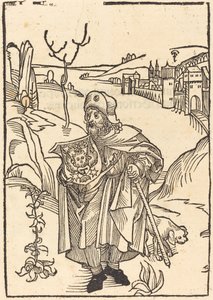 Gerson como Peregrino con Ciudad en el Fondo de German 15th Century