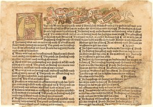 Inicial A y un deseo de Año Nuevo de German 15th Century