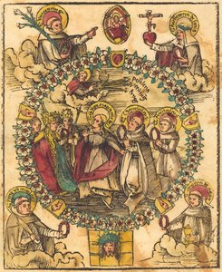 Madonna en un rosario con santos de German 15th Century
