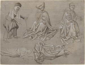 Estudios para Seis Figuras (hoja de un libro de modelos) de German 15th Century