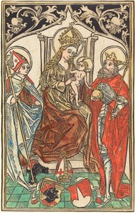 La Madonna y el Niño en el Trono, con los Santos Corbiniano y Segismundo de German 15th Century